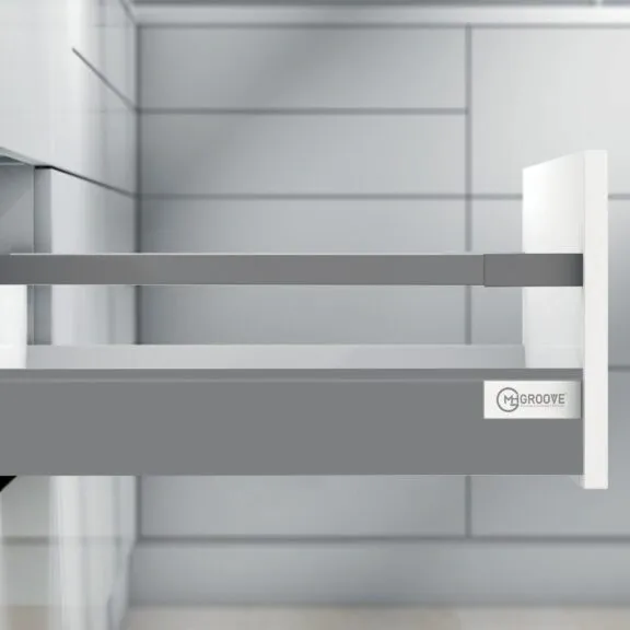 MH Groove Tandem Drawer Box System With Square Gallery With Load Capacity 45 Kg (4" Without Gallery ( Depth-500 mm))