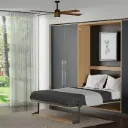 EBCO Wall Bed -Double  (Complete Fittings with  Frame, Slats & Folding  Leg Transmission)