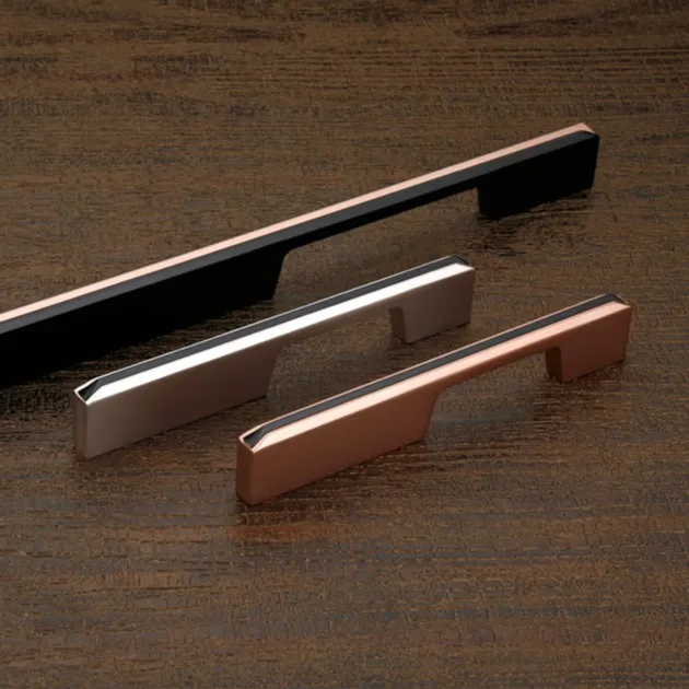 STARRS EM-204 Handles for Cabinet and wardrobe Doors With  Black + RG, Satin + B