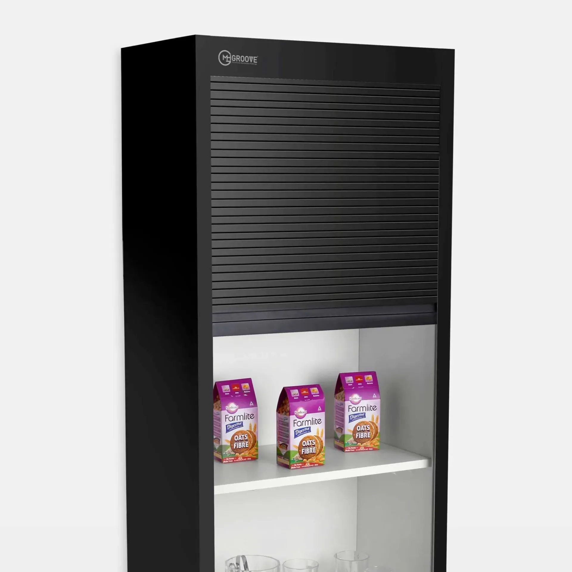 MH Groove PVC Rolling Shutter (Black) (W-450 × H-1400)