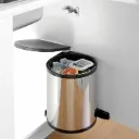 Hettich 13L Dustbin Classic with outer SS Body and inner Black Plastic dust bin